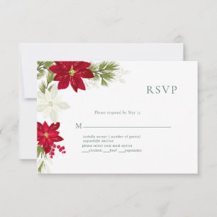 Poinsettia Moderne Mariage RSVP Card Gree