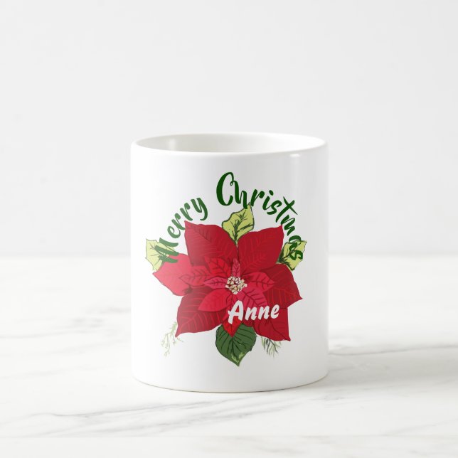 Poinsettia Nom personnalisé Mug (Centre)