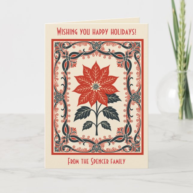 Poinsettia Nordic Christmas Minimal Style Karte (Vorderseite)