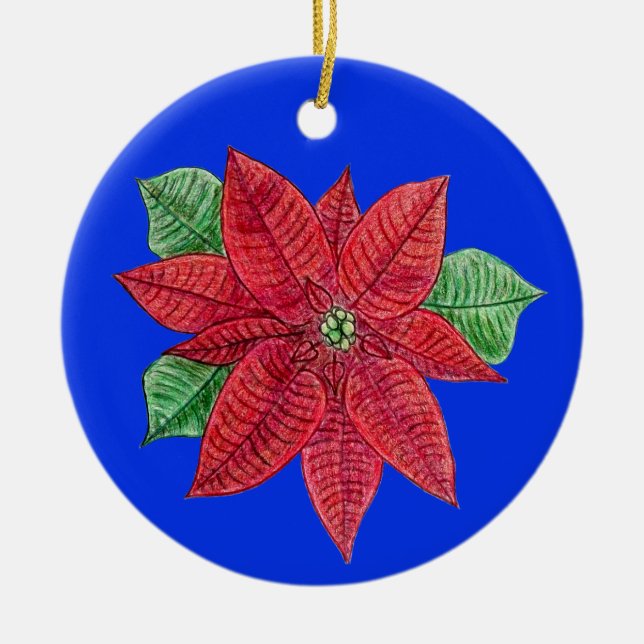 Poinsettia Ornament - Blauer Hintergrund (Vorne)