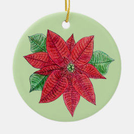 Poinsettia-Ornament - Minzhintergrund Keramik Ornament