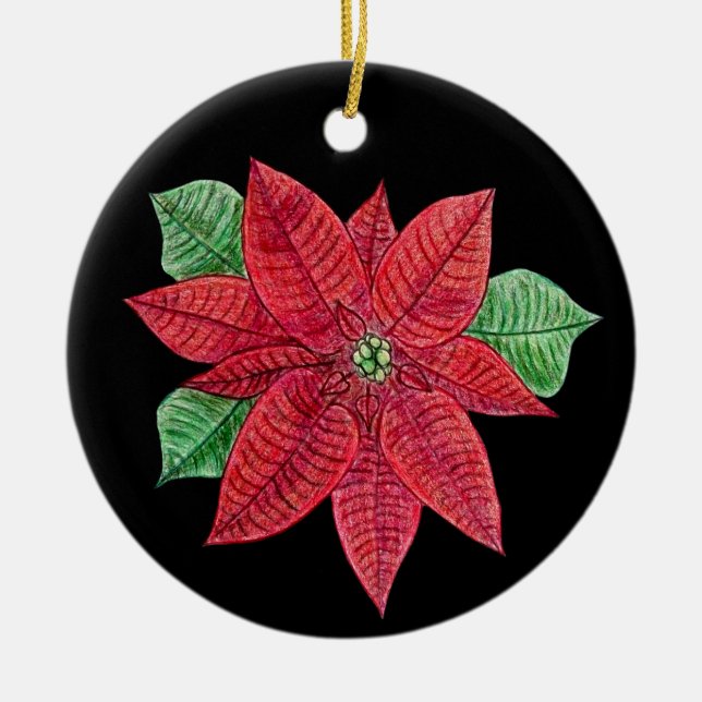 Poinsettia Ornament - Schwarzer Hintergrund (Vorne)