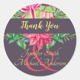 Poinsettia Paare Party Ampersand Lila Runder Aufkleber