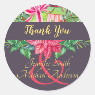 Poinsettia Paare Party Ampersand Lila Runder Aufkleber