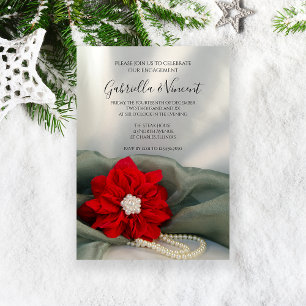 Poinsettia Pearls zur Partei des grünen Winters Einladung