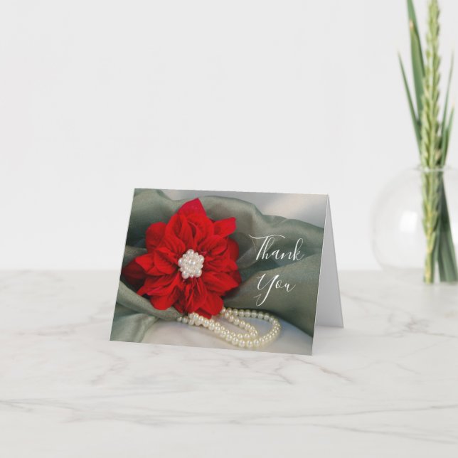 Poinsettia perles sur le Merci vert Bridesmaid (Devant)