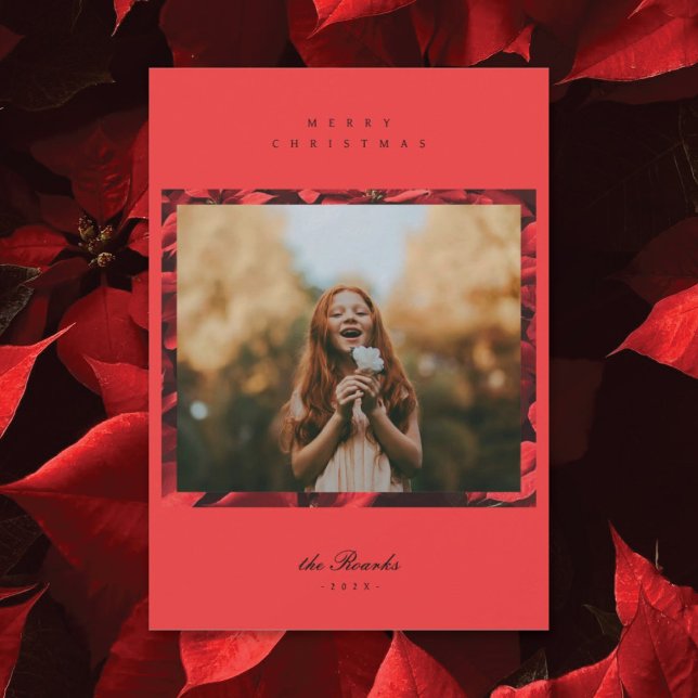 Poinsettia Petals Frame 2 Photo Carte de Noël (Créateur téléchargé)