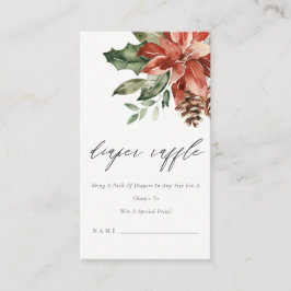 Poinsettia Pine Cone Diaper Raffle Baby Dusche Begleitkarte