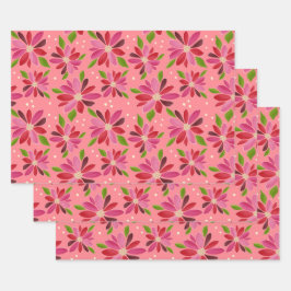 Poinsettia Pink-Geschenkpackung 3 Packung Geschenkpapier Set