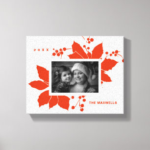 Poinsettia Red Graphic Holiday Foto Canvas Print Leinwanddruck