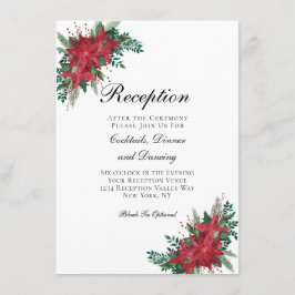 Poinsettia Red Wedding Reception Enclosure Card Begleitkarte