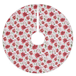 Poinsettia Red White Green Holiday Weihnachten Polyester Weihnachtsbaumdecke