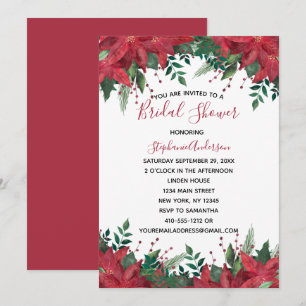 Poinsettia Red Winter Christmas Brautparty Invi Einladung
