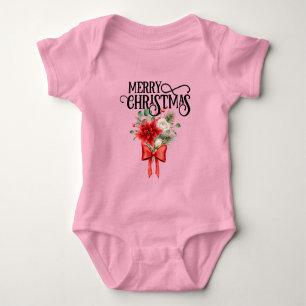 Poinsettia Rose Blume Bouquet Baby Strampler