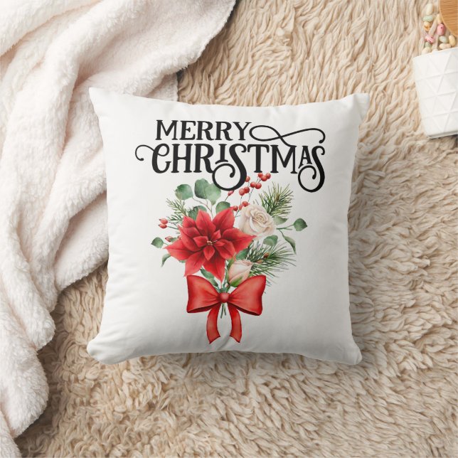 Poinsettia Rose Blume Bouquet Kissen (Decke)