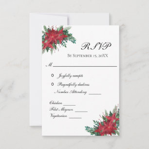 Poinsettia-Rot-Weihnachten-Winter-Hochzeit-Antwort RSVP Karte