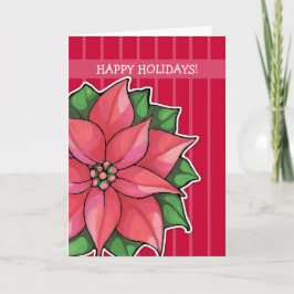 Poinsettia Rote Streifen Feiertagskarte