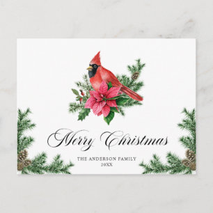 Poinsettia-Rotkardinal-Weihnachtsgruß Urlaub Postkarte