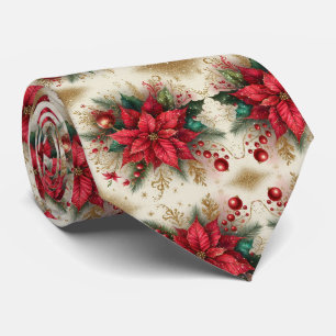 Poinsettia rouge de Noël avec cravate pour hommes