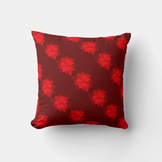 Poinsettia rouge de Noël jettent oreiller (Recto)