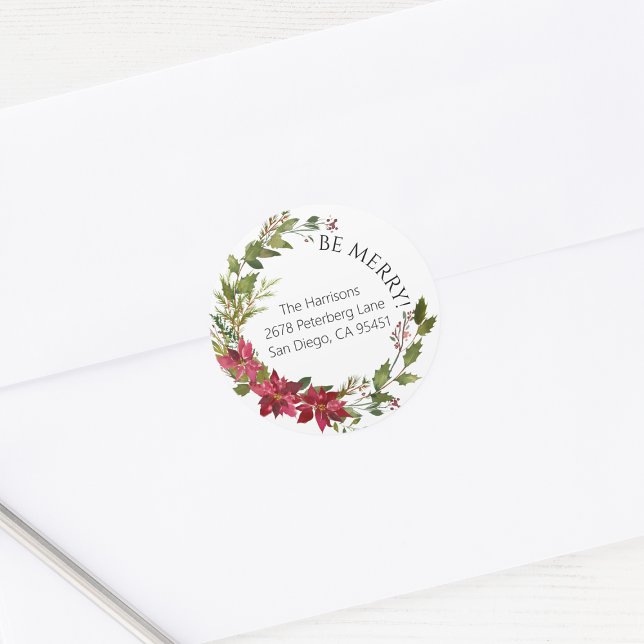 Poinsettia Round Christmas Sticker (Von Creator hochgeladen)