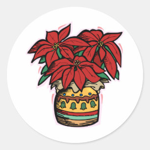 Poinsettia Runder Aufkleber