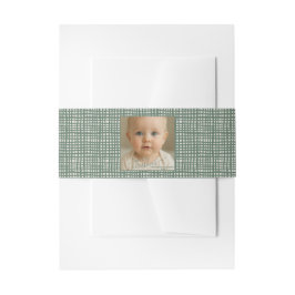 Poinsettia Sage Green Ivory Photo Christmas Einladungsbanderole