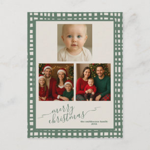 Poinsettia-Salbei-Grün-Weihnachtsfotos Postkarte