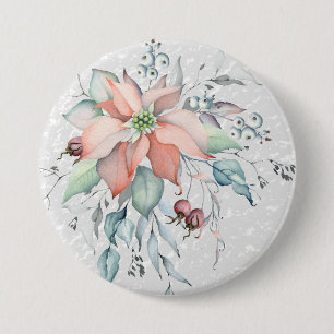 Poinsettia Schneeszene, Blätter, Beeren, Corsage Button