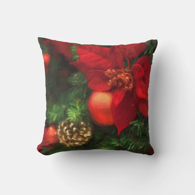 Poinsettia-Schönheits-Wurfs-Kissen Kissen (Vorderseite)