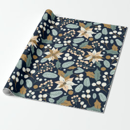 Poinsettia Schwarzer Hintergrund Winterurlaub Wrap Geschenkpapier