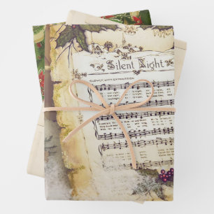 Poinsettia Silent Night Music Set Papier d'envelop