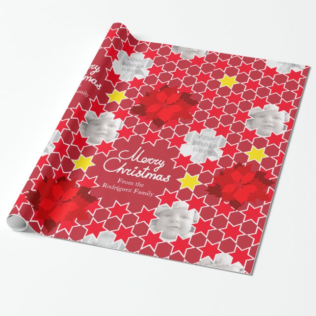 Poinsettia Star-Foto Geschenkpapier (Ungerollt)