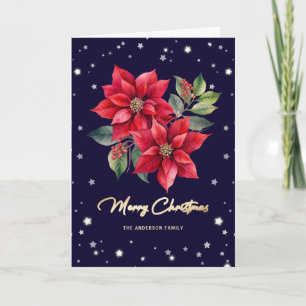 Poinsettia Stars violet photo Joyeux Noël Carte