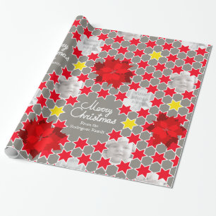 Poinsettia-Sternchen-Vereinbarung rotes Geschenkpapier