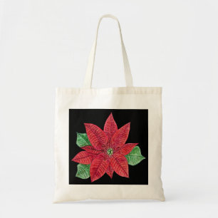 Poinsettia Tote Bag - Black
