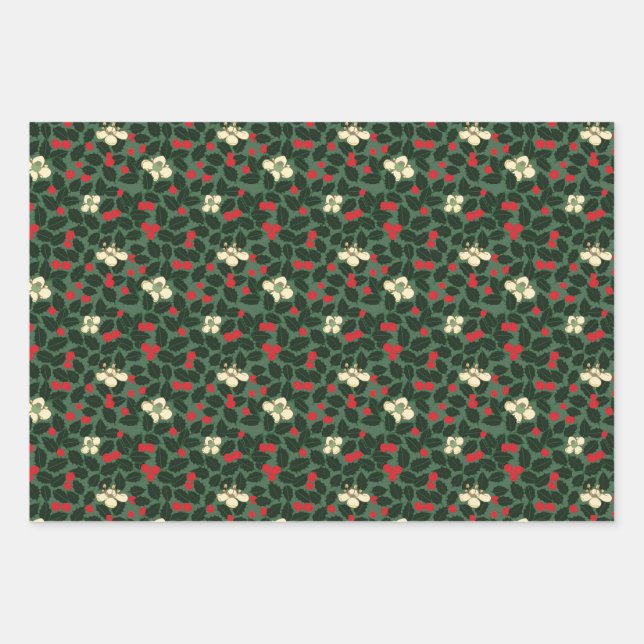 Poinsettia und Blume Geschenkpapier Set (Vorderseite)
