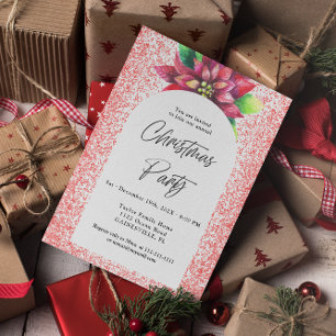 Poinsettia und das WeihnachtsParty des Roten Glitz Einladung
