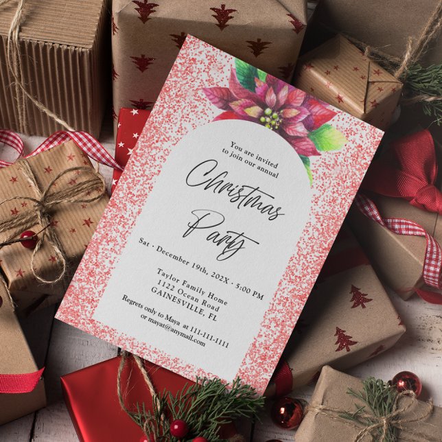 Poinsettia und das WeihnachtsParty des Roten Glitz Einladung (Von Creator hochgeladen)