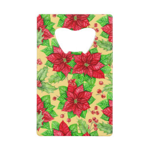 Poinsettia und Heiligbeere Geldbeutel Flaschenöffner