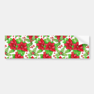 Poinsettia und Heilige Beere Weihnachten Autoaufkleber