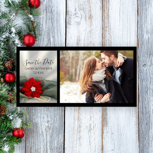 Poinsettia und Pearls Winterhochzeit Save the Date