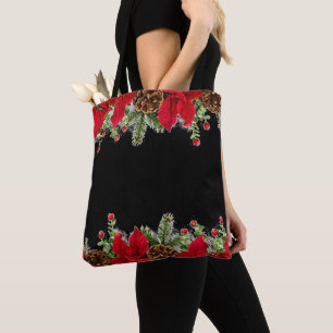Poinsettia und Pine Weihnachtsgebäck Tasche