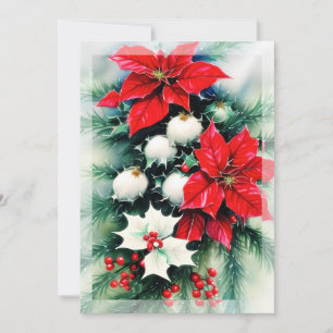 Poinsettia und Weihnachtsbudget Feiertagskarte