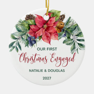 Poinsettia, Unser Verlobtes Foto zu Weihnachten Keramik Ornament