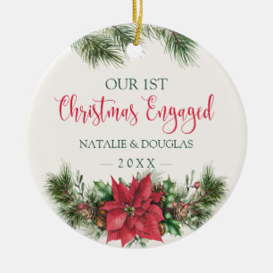 Poinsettia, Unser Verlobtes Foto zu Weihnachten Keramik Ornament