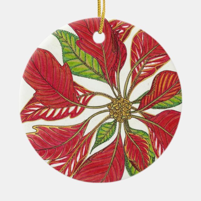 Poinsettia-Verzierung Keramik Ornament (Vorne)