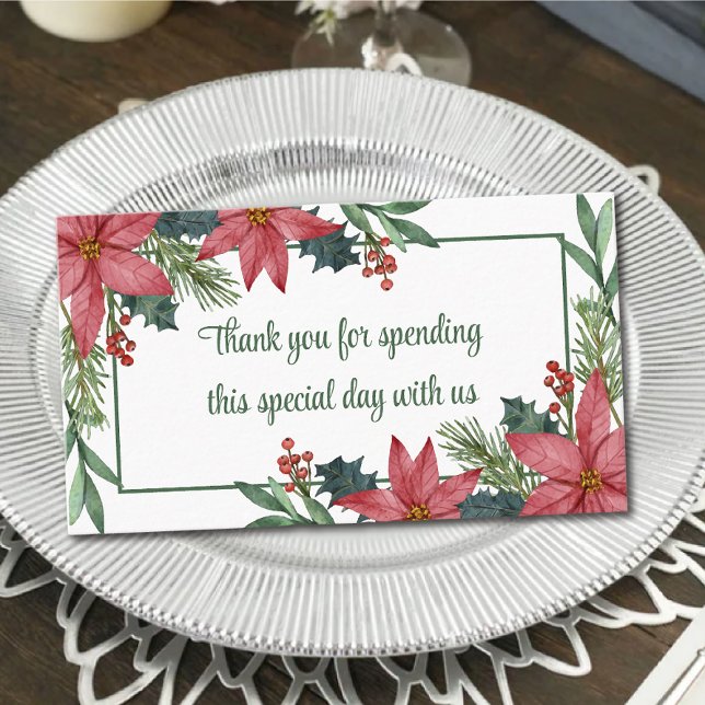 Poinsettia Vielen Dank für die grüne Weihnachtsfei Platzkarte (Von Creator hochgeladen)