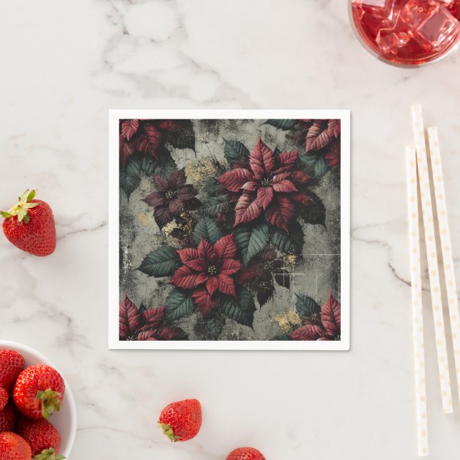Poinsettia Wallpaper Grunge Art Decoupage Napkins Serviette (Beispiel)