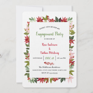 Poinsettia Watercolor Weihnachtsbannschaft Einladung